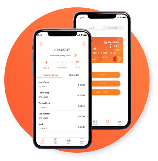 balance and card screens MuchBetter app